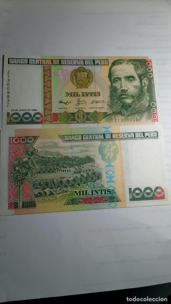 Billetes extranjeros: PERU - 1000 INTIS 1988 - P136 - Foto 1