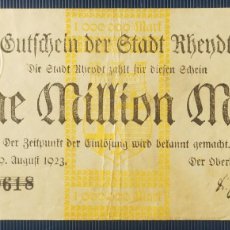 Billetes extranjeros: ALEMANIA. RHENDT. 1 MILLÓN DE MARCOS DE 1923 MBC+