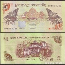 Billetes extranjeros: BUTAN (BHUTAN). 5 NGULTRUM 2011. PICK 28 B. S/C. Lote 400924549