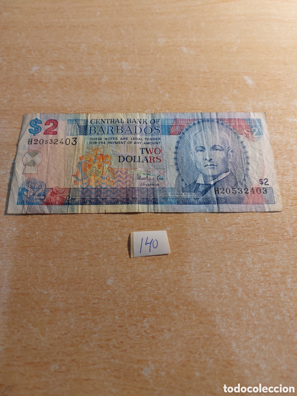 Billetes extranjeros: Barbados dos dolares - Foto 1