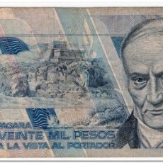Billetes extranjeros: MEXICO,20000 PESOS,1989,P.90C,FEW PIN HOLES,FINE. Lote 401337554