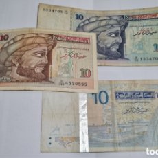 Billetes extranjeros: 3 BILLETES TUNEZ,10 DINARS, 1.994,1.994 Y 2.005, MBC-. Lote 401722724