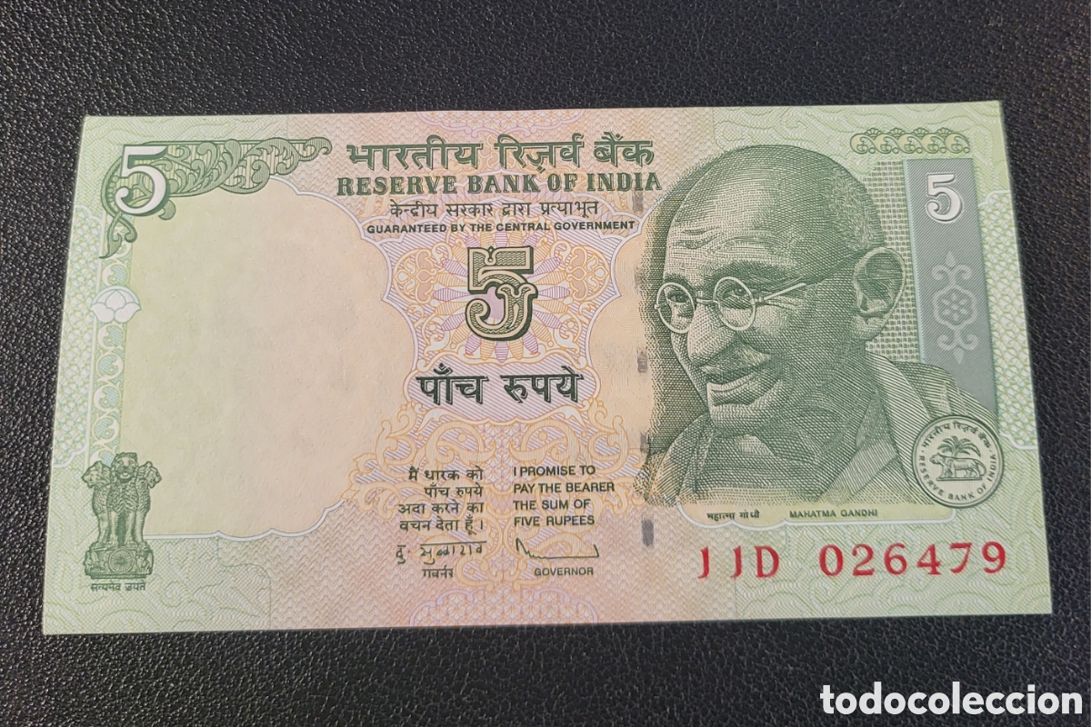 Billetes extranjeros: Billete de la India 2010 5 Rupias - Foto 1