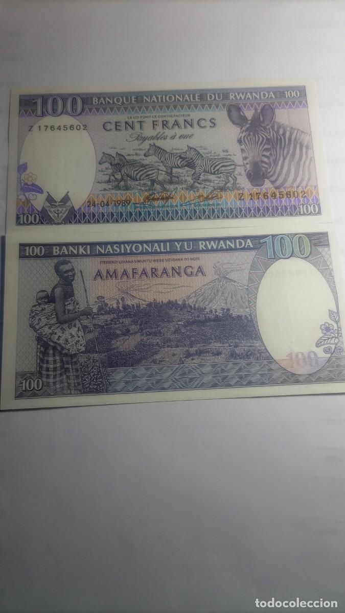 Billetes extranjeros: RWANDA - 100 FRANCS 1989 - P19 - Foto 1