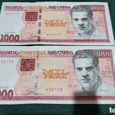 Billetes extranjeros: BILLETES 1000 PESOS CUBA CORRELATIVOS 2010. Lote 402538334
