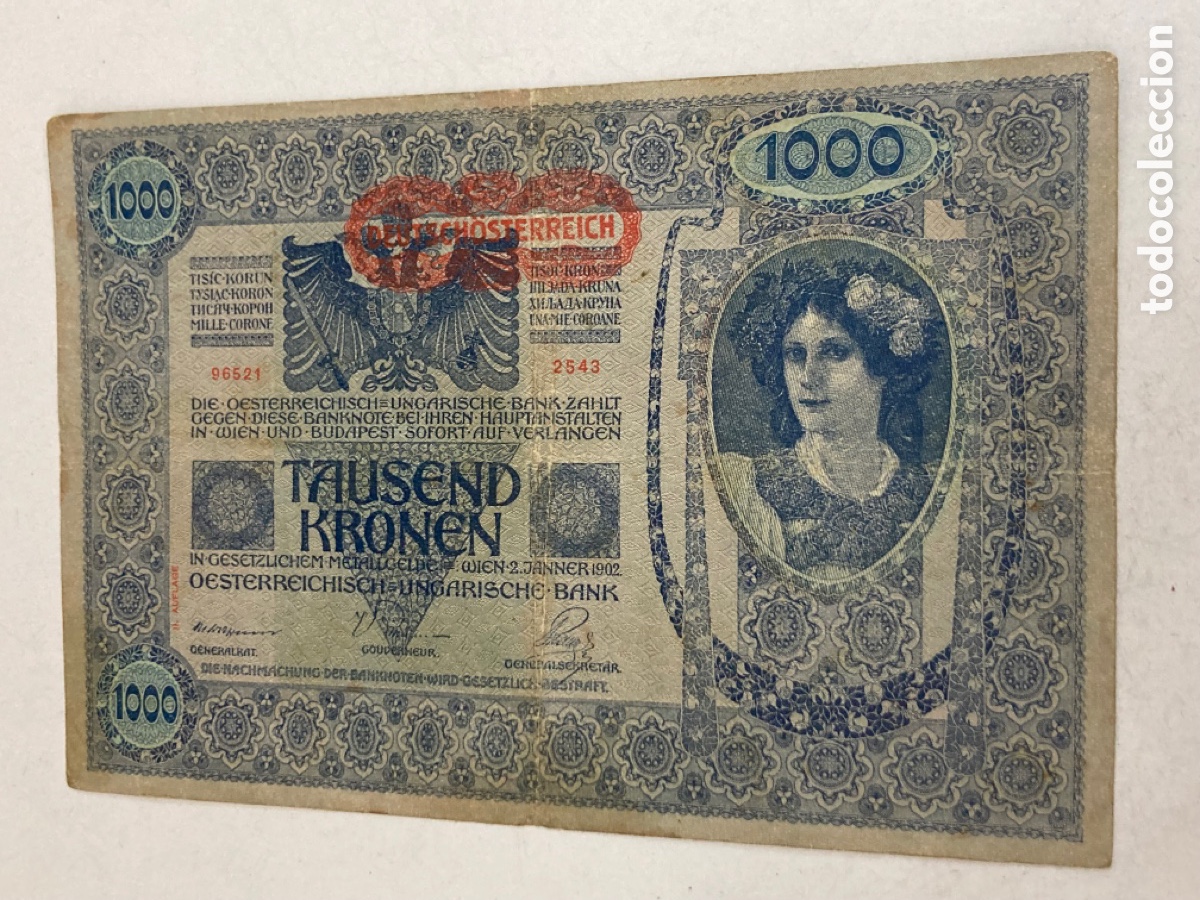 Billetes extranjeros: Moneda de 1000 coronas Austria 1902 - Foto 1