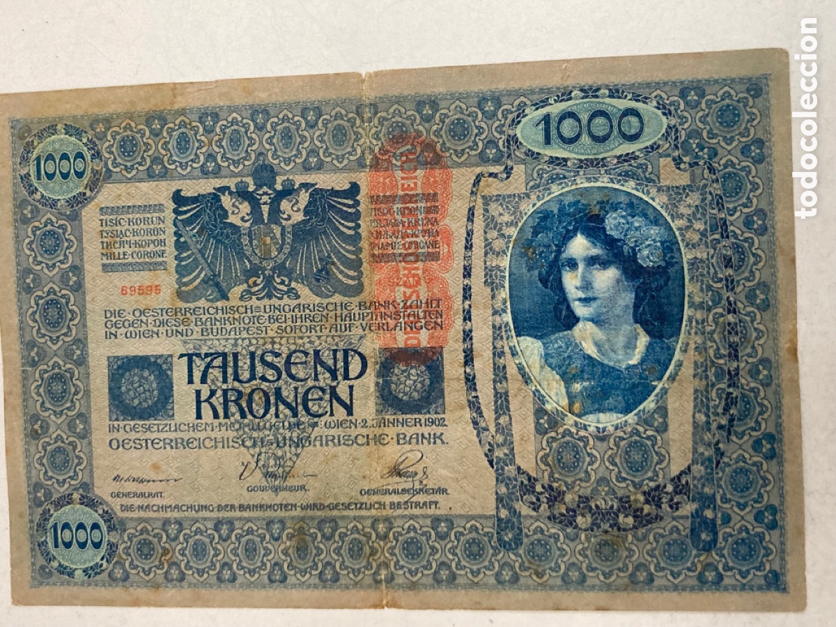 Billetes extranjeros: Billete 1000 coronas Austria 1902 - Foto 1