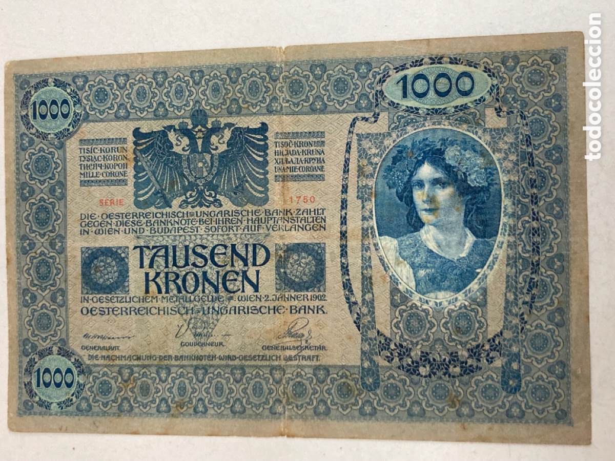 Billetes extranjeros: Billete 1000 coronas Austria 1902 - Foto 2