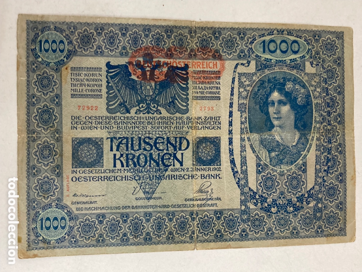 Billetes extranjeros: Billete 1000 coronas Austria 1902 - Foto 1