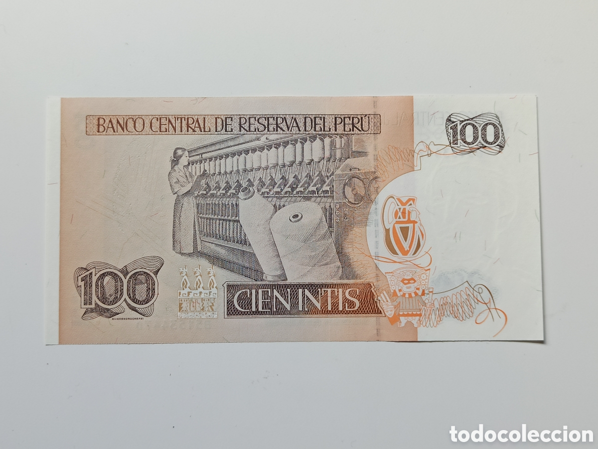 Billetes extranjeros: Peru 100 Intis 1987, SC - Foto 2