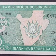 Billetes extranjeros: BILLETE DE BANCO DE BURUNDI - 10 FRANCS, 2007 SIN CURSAR. Lote 403093944