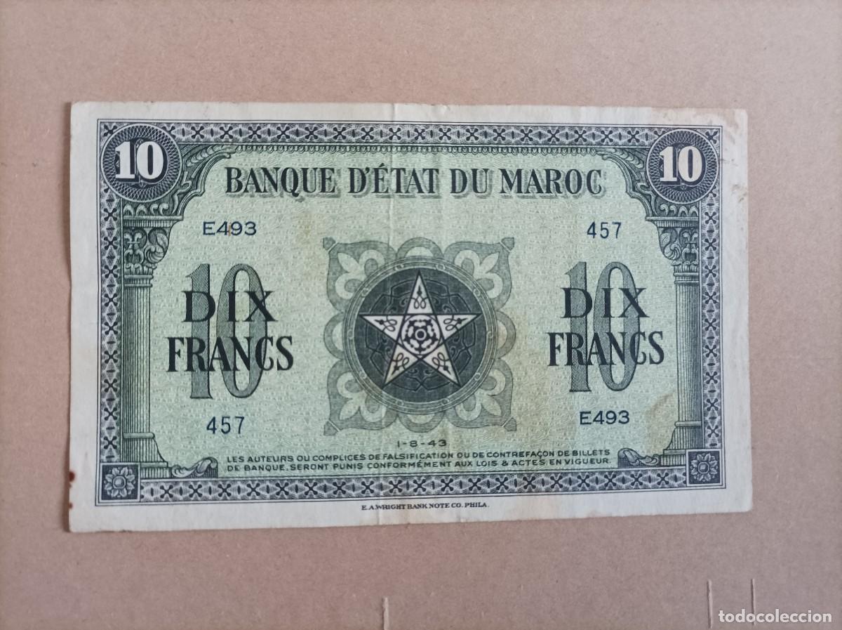 Billetes extranjeros: Billete de Marruecos de 10 dirhams, a&ntilde;o 1943 - Foto 1
