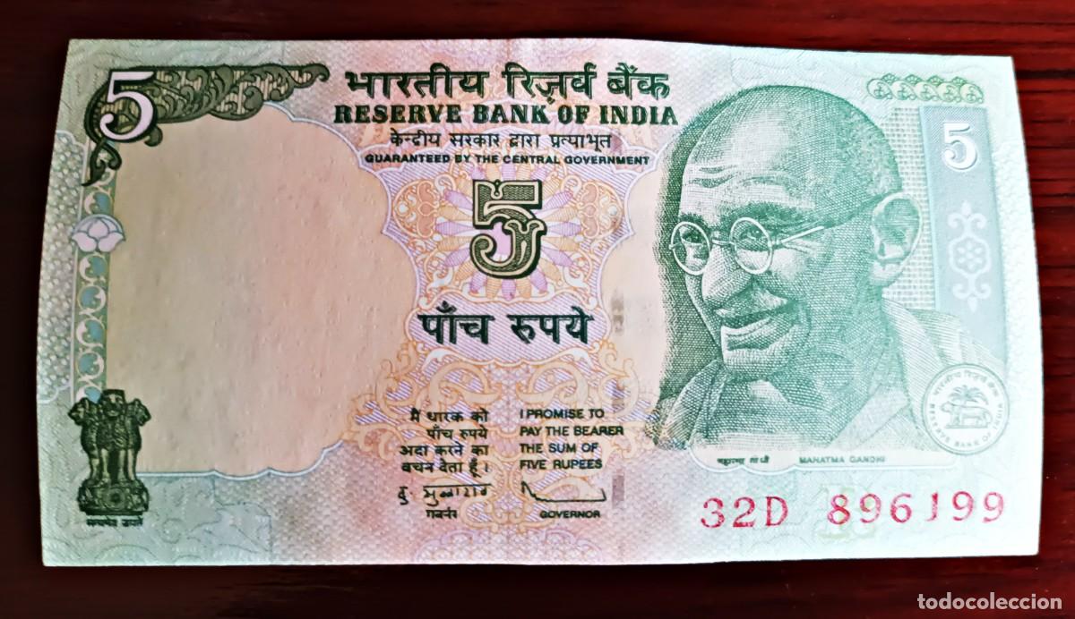 Billetes extranjeros: INDIA 5 RUPIAS 2011 SC - Foto 1