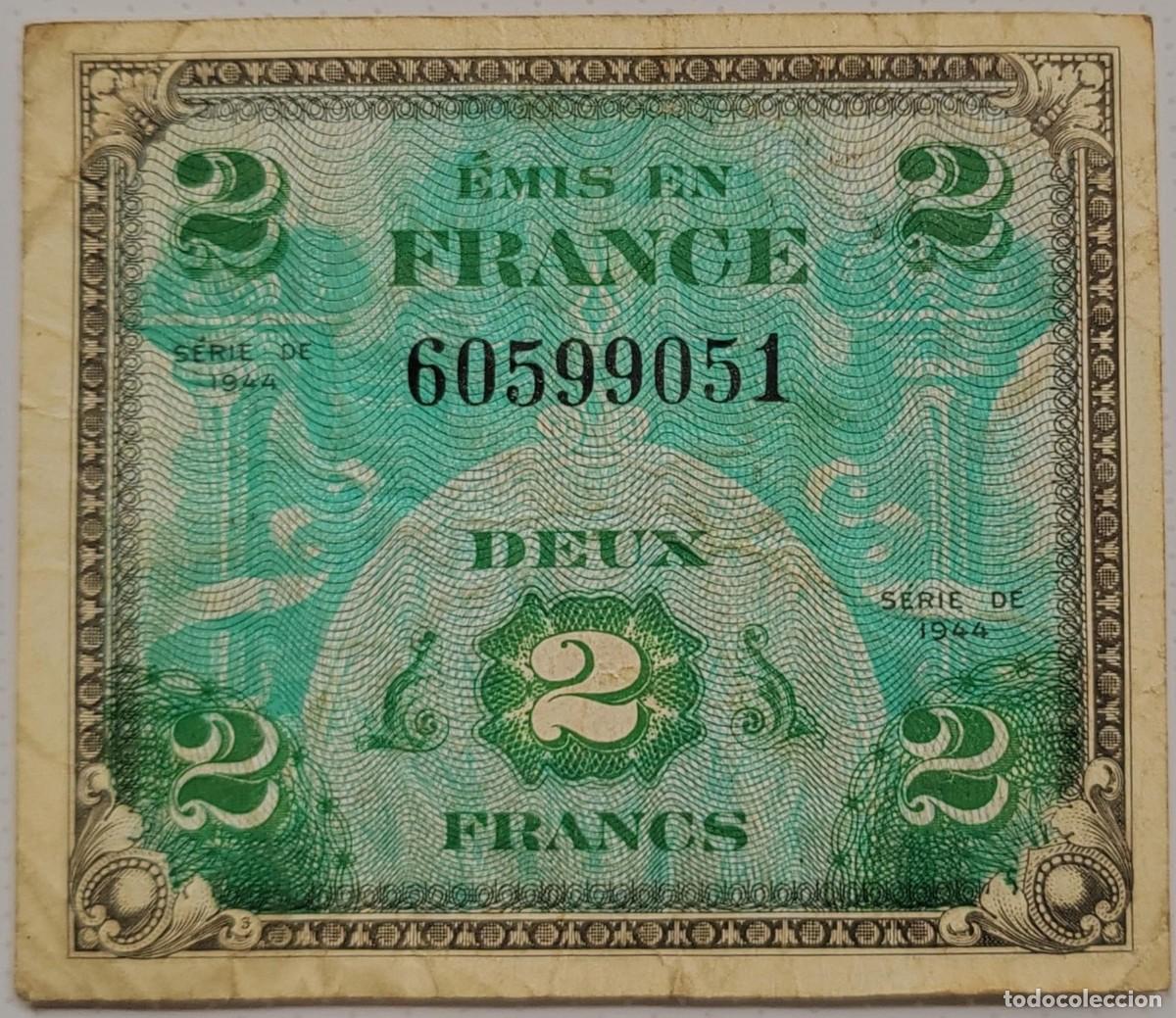 Banconote internazionali: Billete militar 2 francos 1944 Francia ocup. Aliados 60599051 #P114. VF01