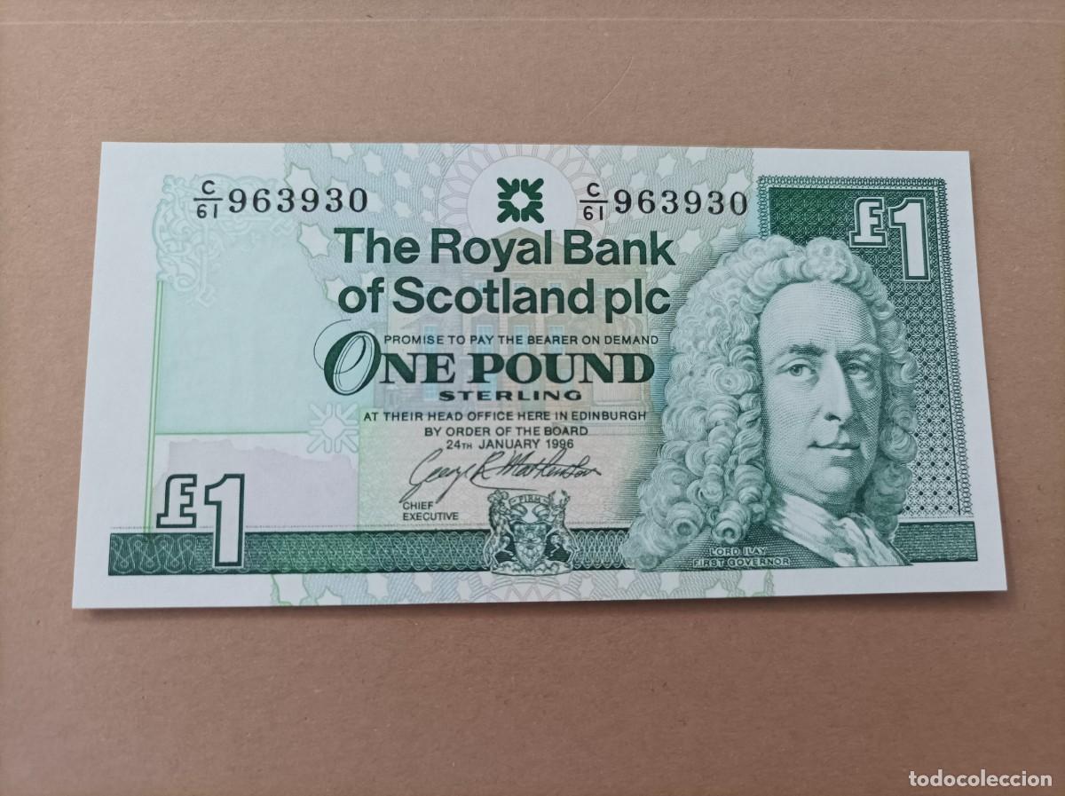Billetes extranjeros: Billete de Escocia de 1 libra, a&ntilde;o 1996, UNC - Foto 1