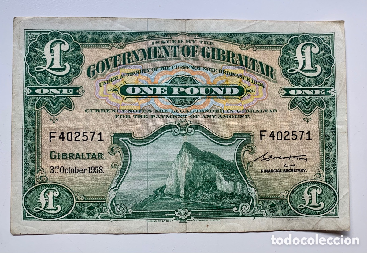 Billetes extranjeros: Billete GIBRALTAR 1 Libra 1958. Pound - Foto 1