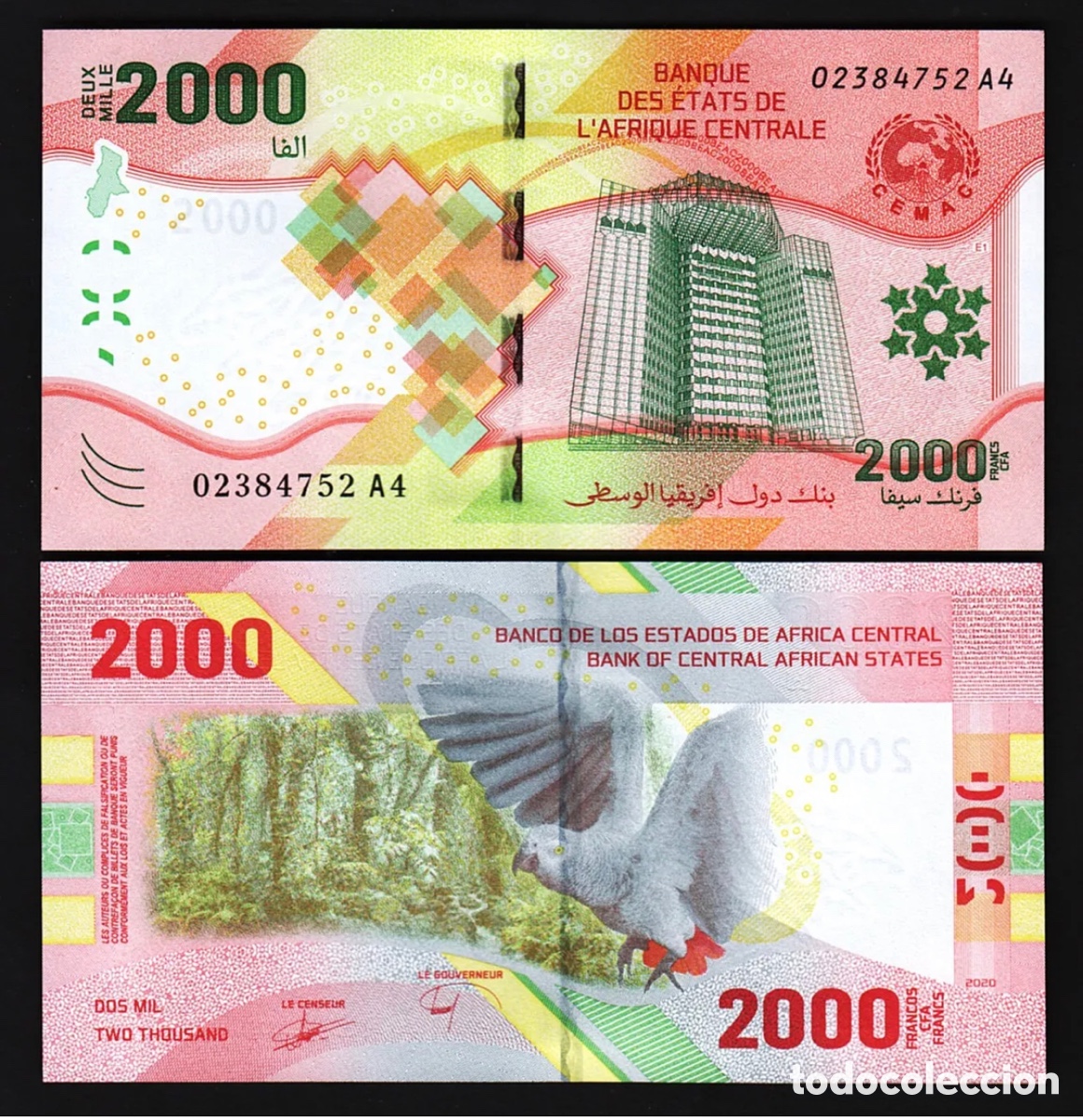 Notas Internacionais: Billete ESTADOS AFRICA CENTRAL 2000 Francos 2020 (2023) SC