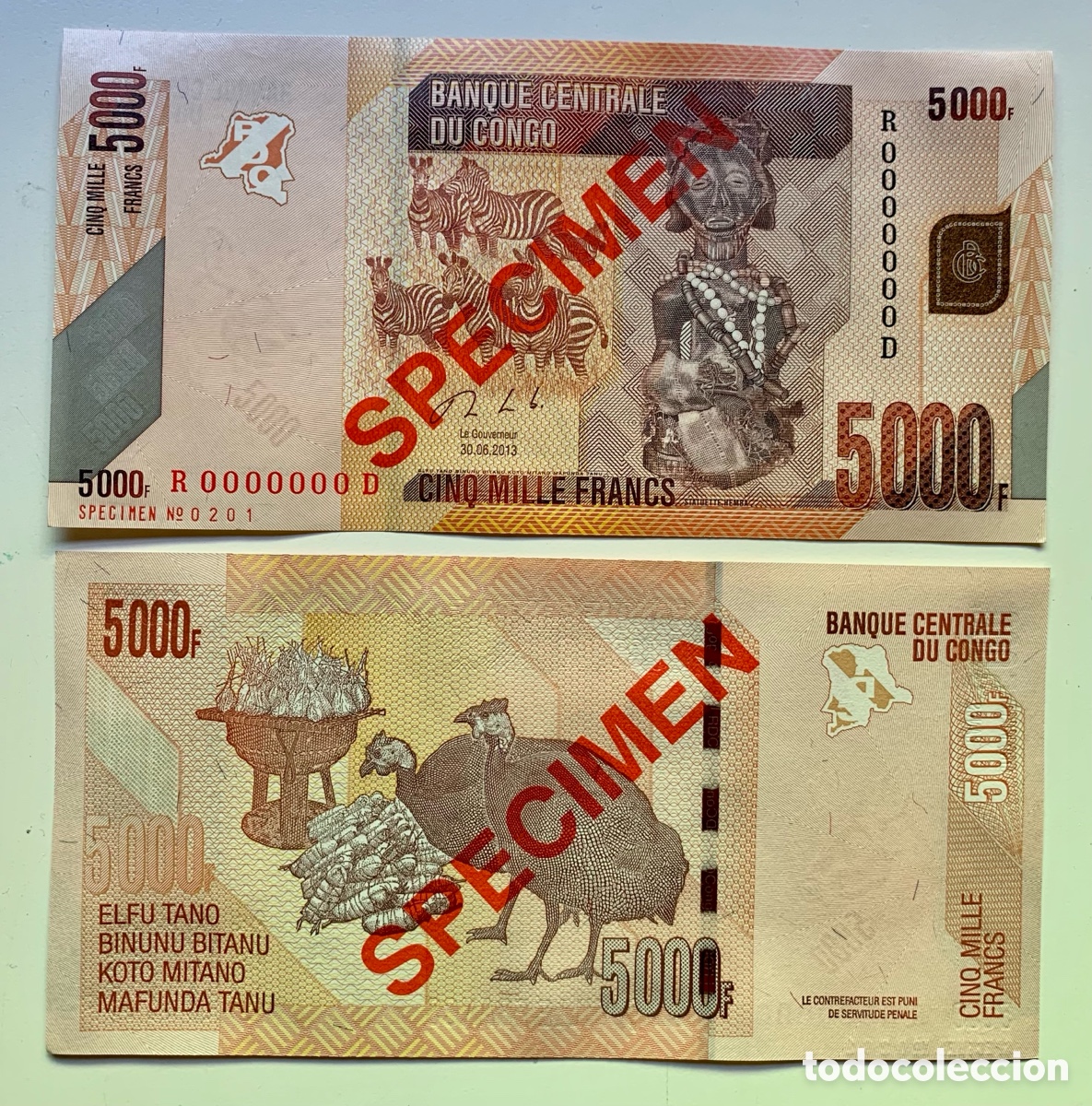 Banconote internazionali: Billete 5000 Francos 2013 SPECIMEN SC