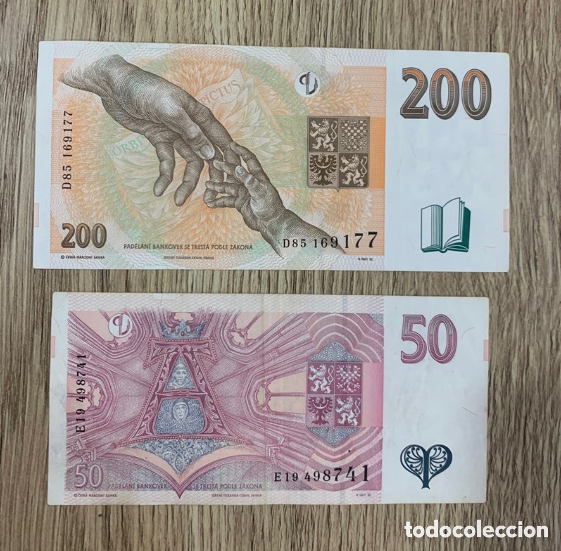 Billetes extranjeros: Billetes Korun Rep&uacute;blica Checa - Foto 2