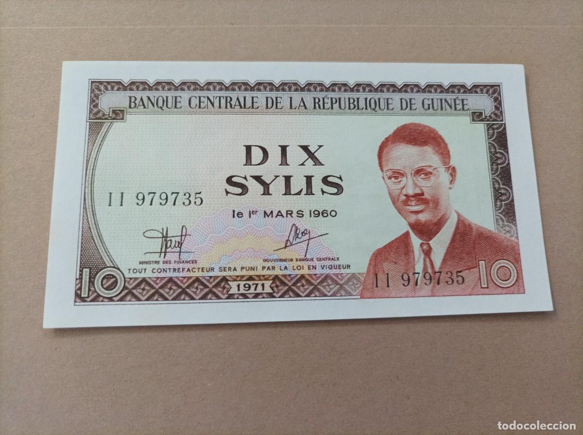 Billets internationaux: Billete de la Republica de Guinea de 10 sylis, a&ntilde;o 1960, UNC
