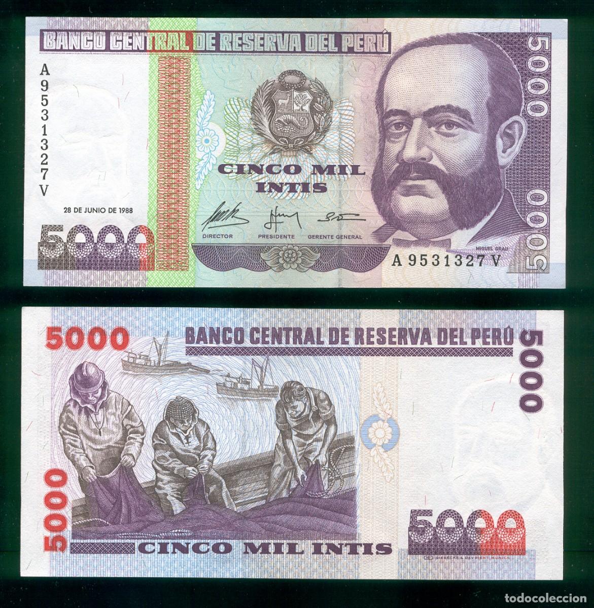 Billetes extranjeros: PERU : 5000 INTIS 1988. SC.UNC. pk.138 - Foto 1