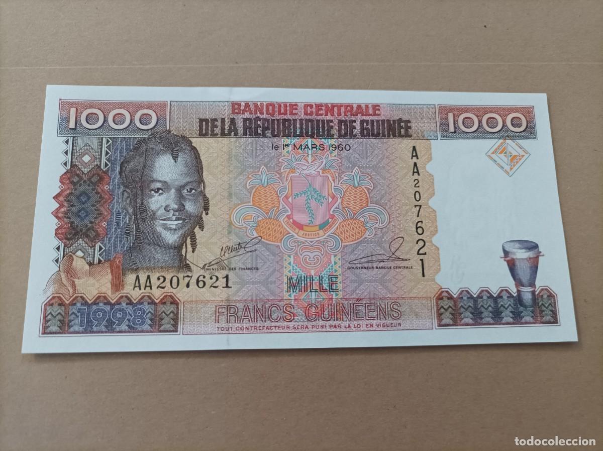 Billets internationaux: Billete de Republica de Guinea, 1000 francos, a&ntilde;o 1960, serie AA, UNC