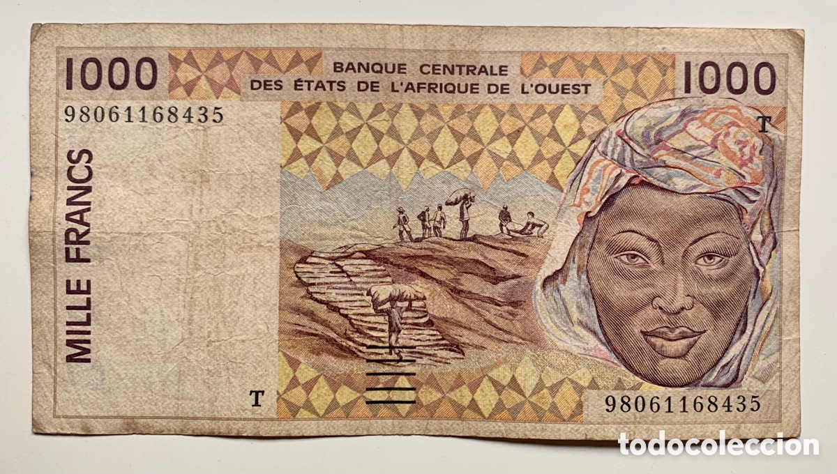 Internationale Banknoten: Billete ESTADOS AFRICA OCCIDENTAL 1000 Francos 1998 . T. ( TOGO ). Oeste