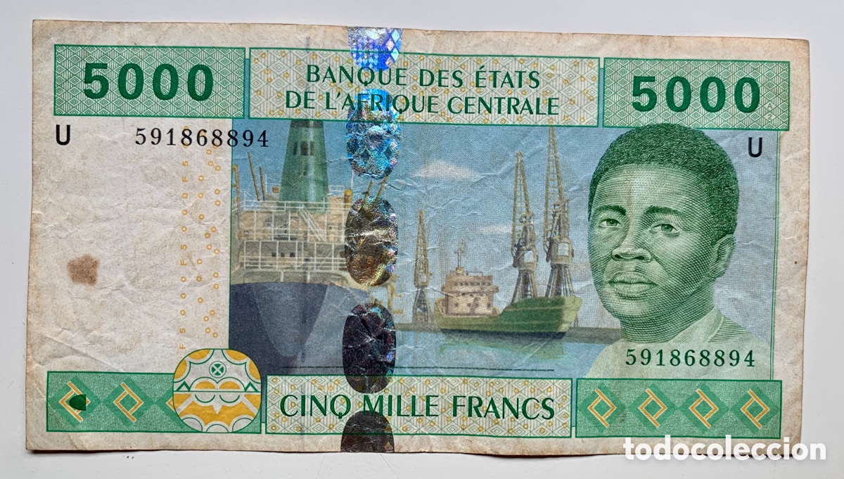 Banconote internazionali: Billete ESTADOS AFRICA CENTRAL 5000 Francos 2002 U. (CAMERUN)