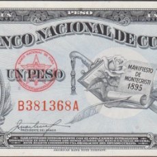 Billetes extranjeros: BILLETES - CUBA - 1 PESO 1953 - SERIE B 381368 A - PICK-86 (SC)