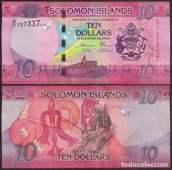 Billetes extranjeros: Islas Salomon (Solomon). 10 $ S/F(2017). Prefijo A/1. Pick 33. S/C.