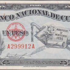 Billetes extranjeros: BILLETES - CUBA - 1 PESO 1953 - SERIE A 299912 A - PICK-86 (EBC)