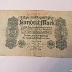 Billetes extranjeros: BILLETE 100 MARCOS DE ALEMANIA , 1922, ,CONSERVACIÓN BC, SERIE C