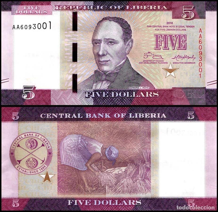 Billetes extranjeros: LIBERIA - 5 DOLLARS DE 2016 - SIN CIRCULAR - Pick 31a - Foto 1