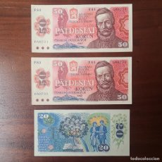 Billetes extranjeros: LOTE DE TRES BILLETES DE CHECOSLOVAQUIA