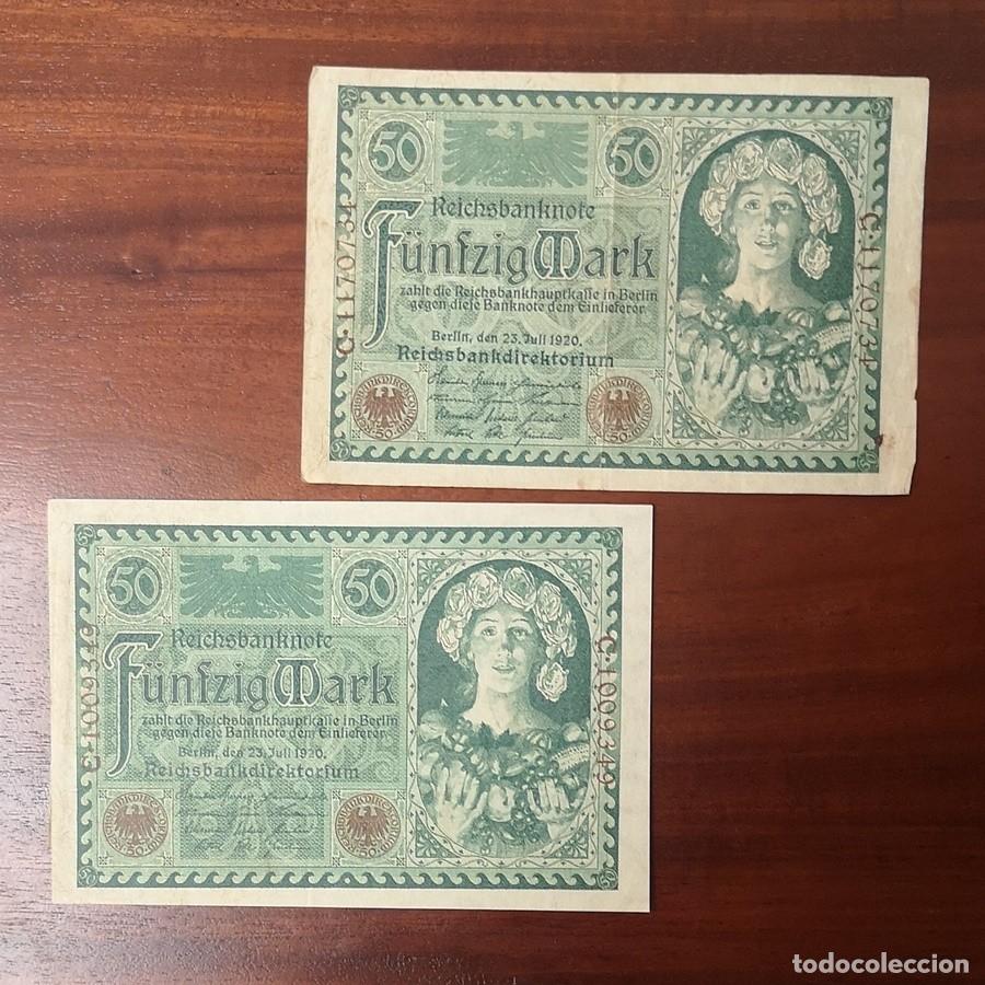 Billetes extranjeros: Dos billetes de 50 marcos - Foto 1