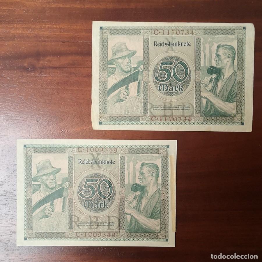 Billetes extranjeros: Dos billetes de 50 marcos - Foto 3