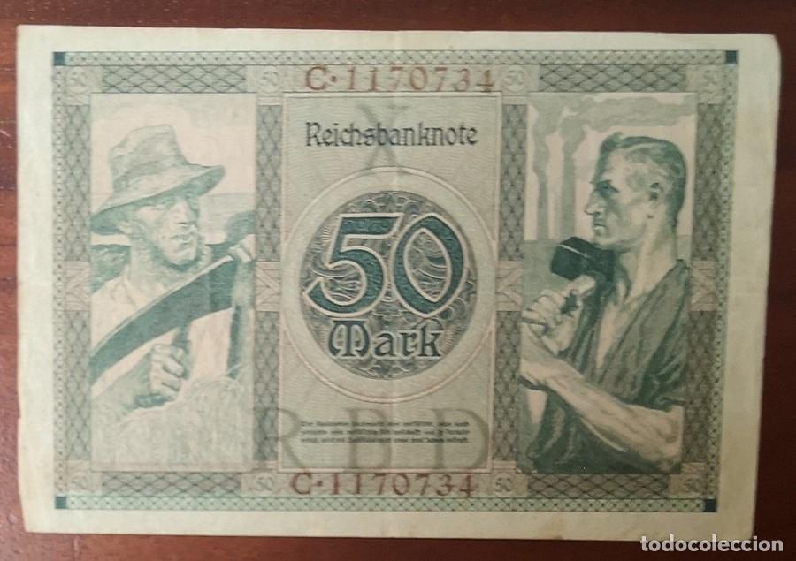 Billetes extranjeros: Dos billetes de 50 marcos - Foto 4