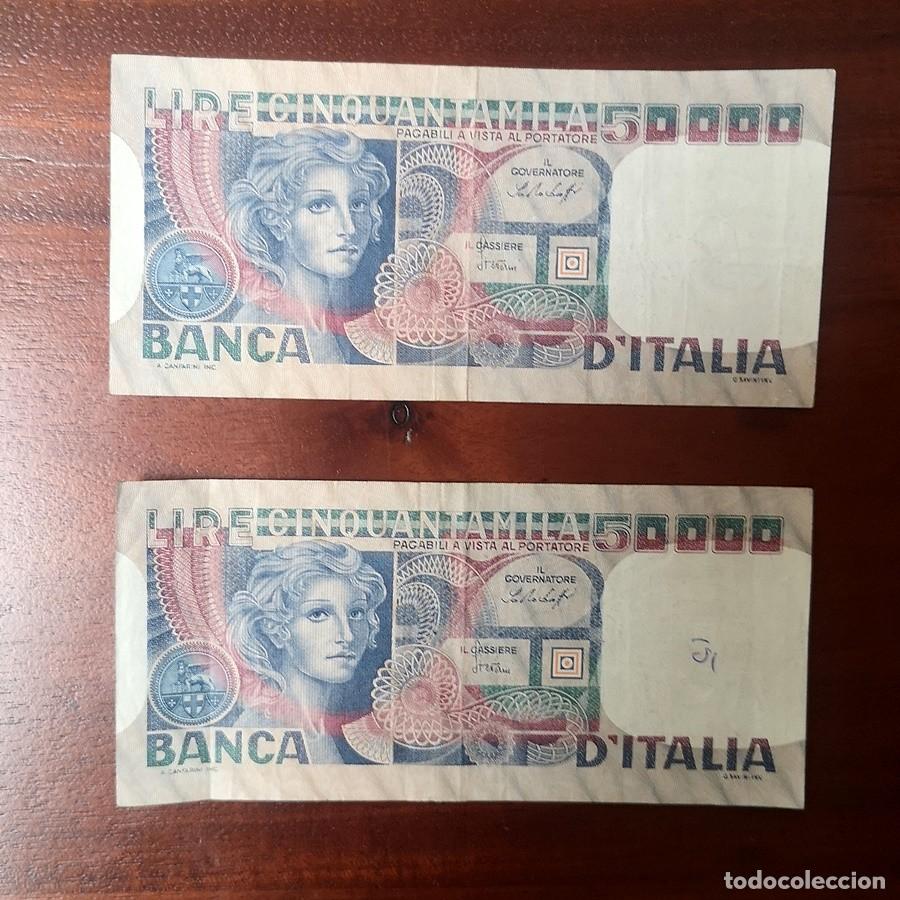Billetes extranjeros: Dos Billetes de 50.000 Liras - Foto 1