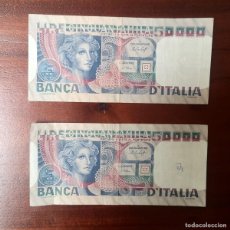 Billetes extranjeros: DOS BILLETES DE 50.000 LIRAS
