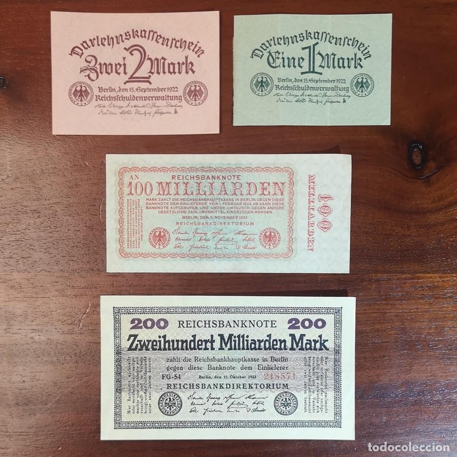 Billetes extranjeros: lote de 4 billetes de la Rep&uacute;blica de Weimar - Foto 1