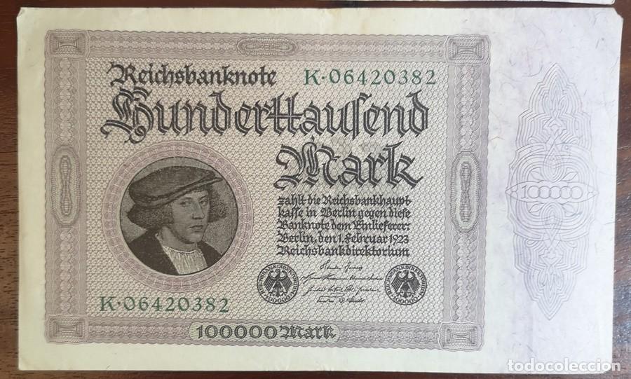 Billetes extranjeros: Dos Billetes de 100.000 Marcos del 1923 - Foto 4
