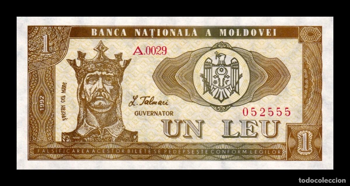 Billetes extranjeros: Moldavia 1 Leu 1992 Pick 5 Sc Unc - Foto 1