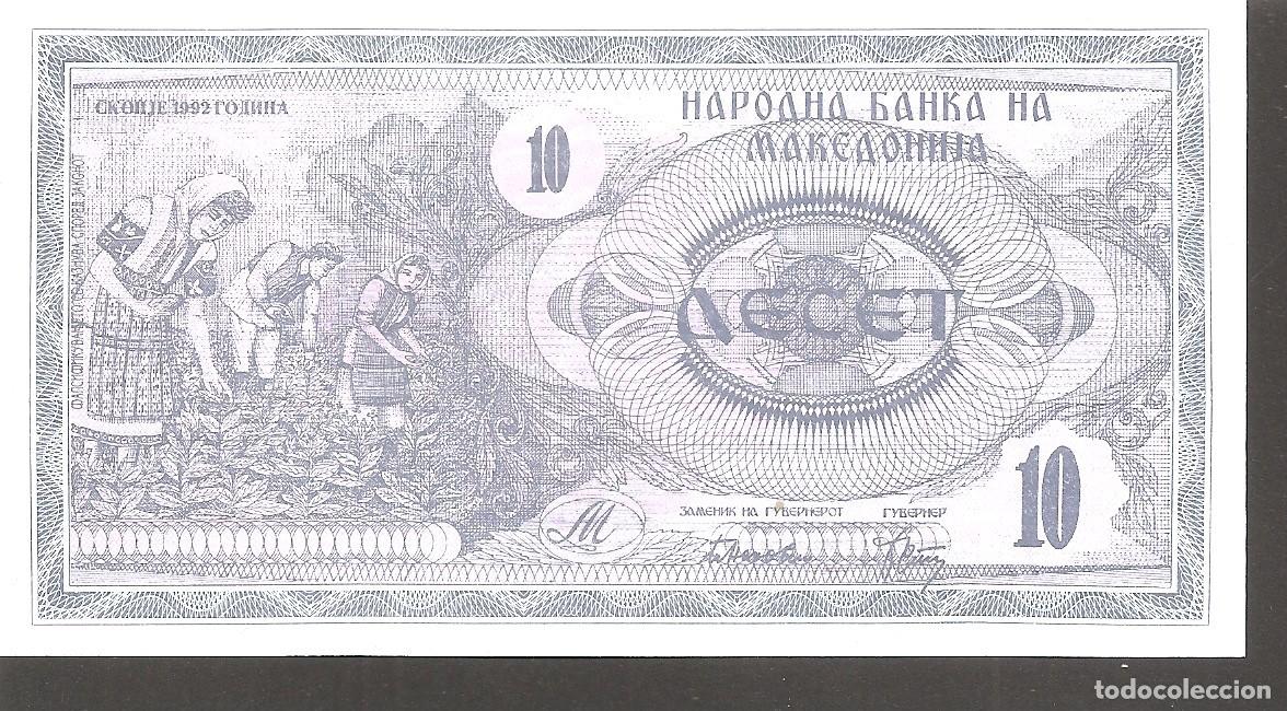 Billetes extranjeros: MACEDONIA 10 DINARA 1992 SC/UNC - Foto 2
