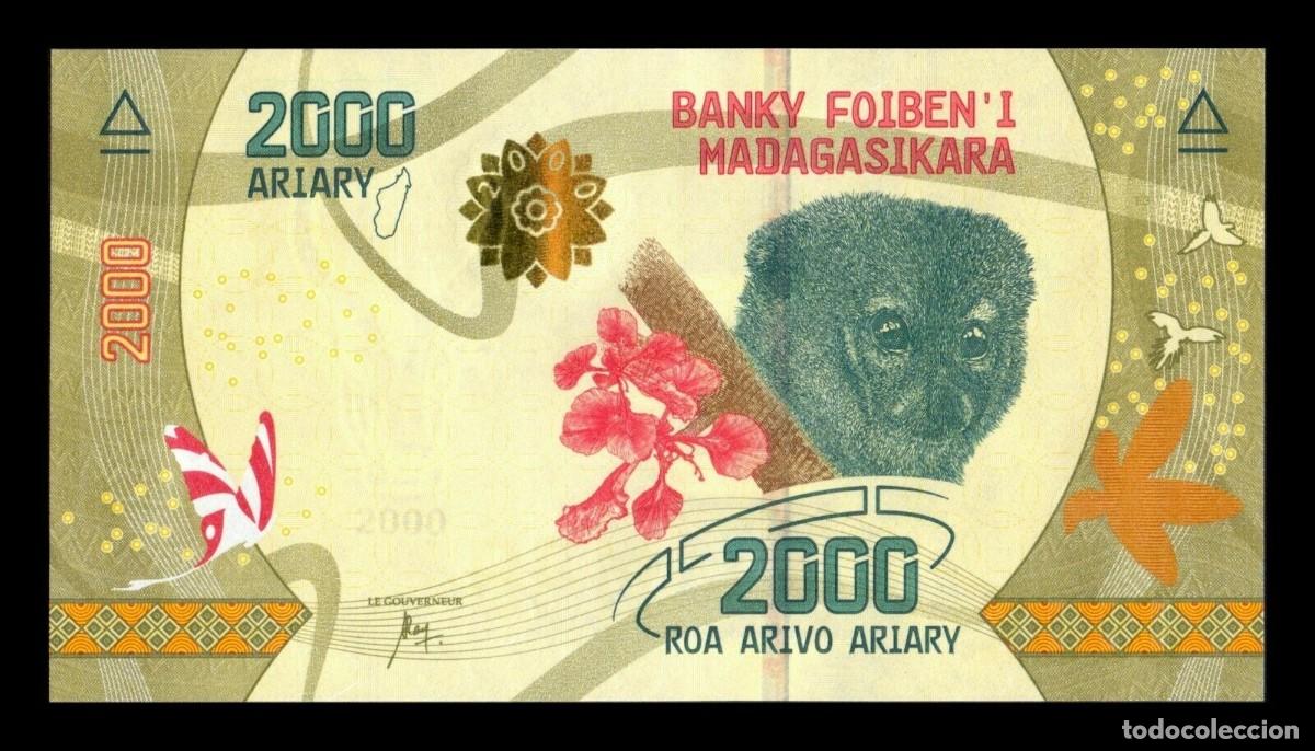 Billetes extranjeros: Madagascar 2000 Ariary 2017 Pick 101a Sc Unc - Foto 1