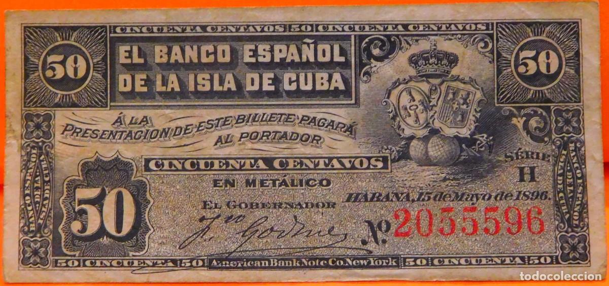 Billetes extranjeros: CUBA, 50 CENTAVOS, 1896. - Foto 1