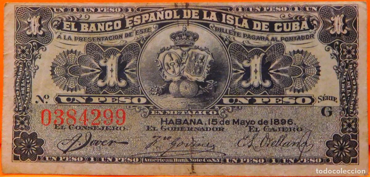 Billetes extranjeros: CUBA, 1 PESO, 1896. - Foto 1