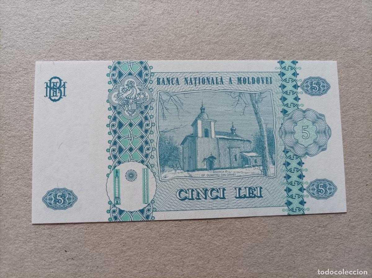 Billetes extranjeros: Billete de Moldavia de 5 lei, a&ntilde;o 2009, UNC - Foto 2