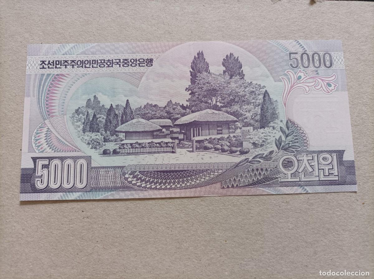Billetes extranjeros: Billete de Corea del norte de 5000 won, a&ntilde;o 2006, UNC - Foto 1