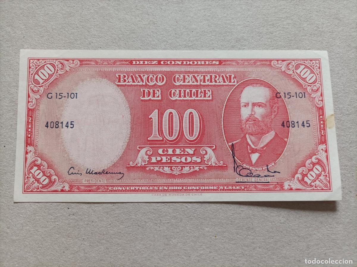Billetes extranjeros: Billete de Chile de 100 pesos, aUNC - Foto 1