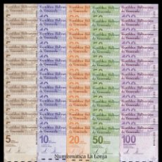 Billetes extranjeros: VENEZUELA BUNDLE 100 SETS 5 10 20 50 100 BOLÍVARES DIGITAL CONMEMORATIVO 2021 PICK 115-119 SC UNC